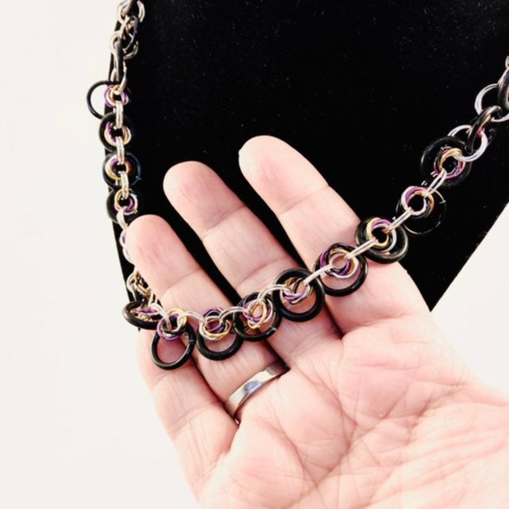 Non-binary Pride Chainmaille Necklace